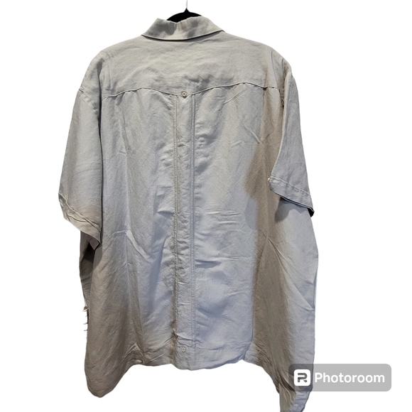 2X Ramie Blend Men's Dress Shirt Embroidered Pockets Party Office Date Night - Picture 2 of 8